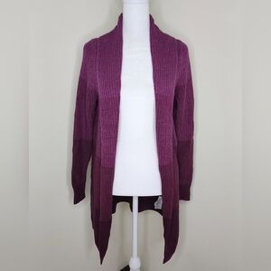 Gap Women's Purple Colorblock Cotton Open Front Cardigan Sweater Small Oversized